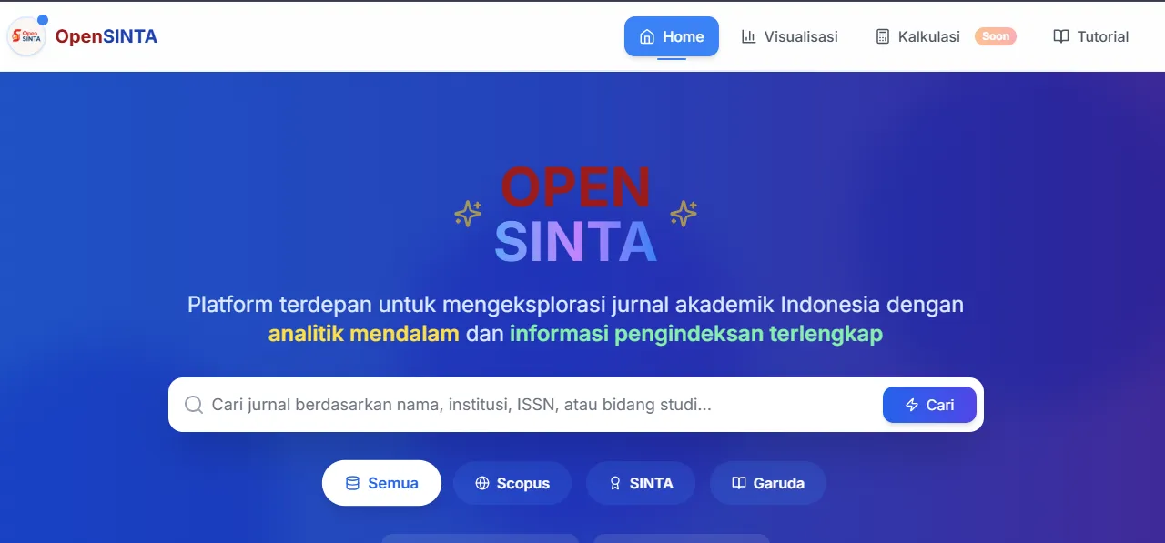 Tampilan proyek OpenSinta